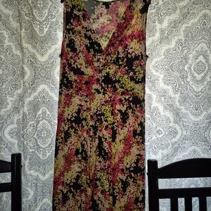 Floral Maxi Dress - Black, Pink, Green